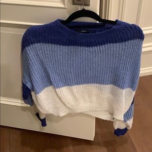 Blue and white sweater